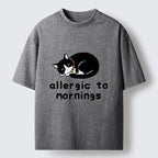 Kyoto-Lion Funny Sleep Cute Cat Meme Washed T-Shirt