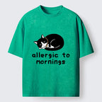 Kyoto-Lion Funny Sleep Cute Cat Meme Washed T-Shirt