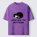 Kyoto-Lion Funny Sleep Cute Cat Meme Washed T-Shirt