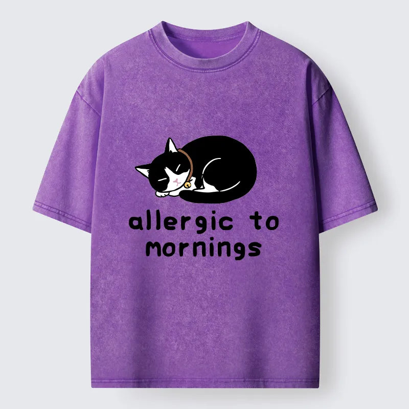 Kyoto-Lion Funny Sleep Cute Cat Meme Washed T-Shirt