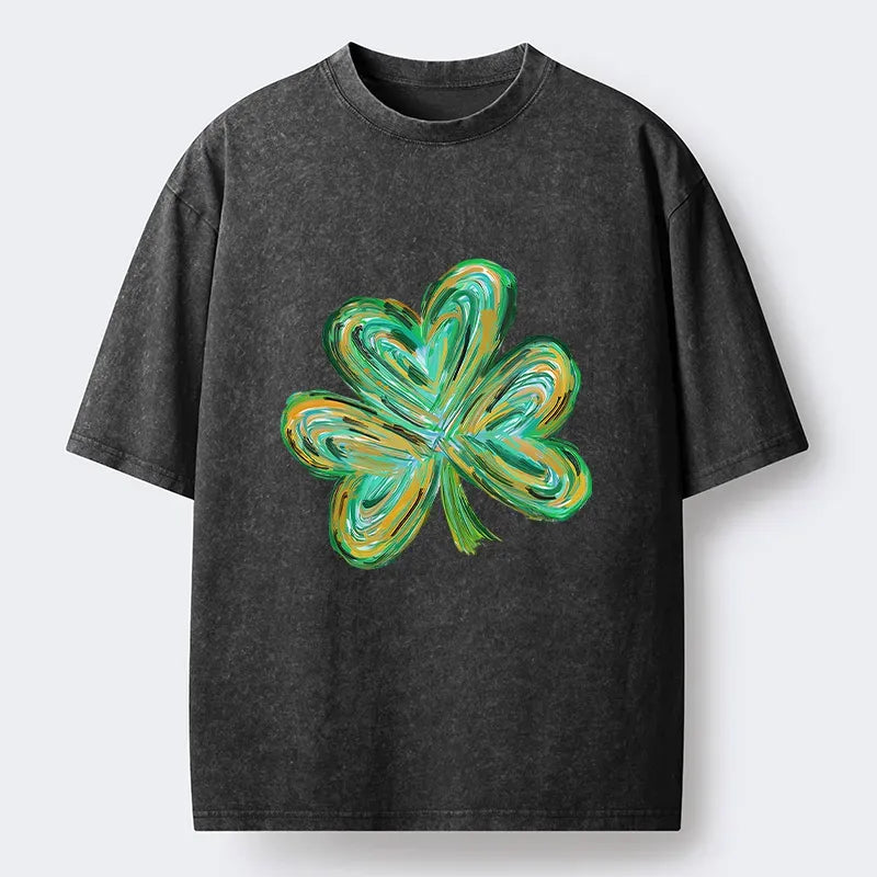 Green Clover Retro Tee for Summer Vacation