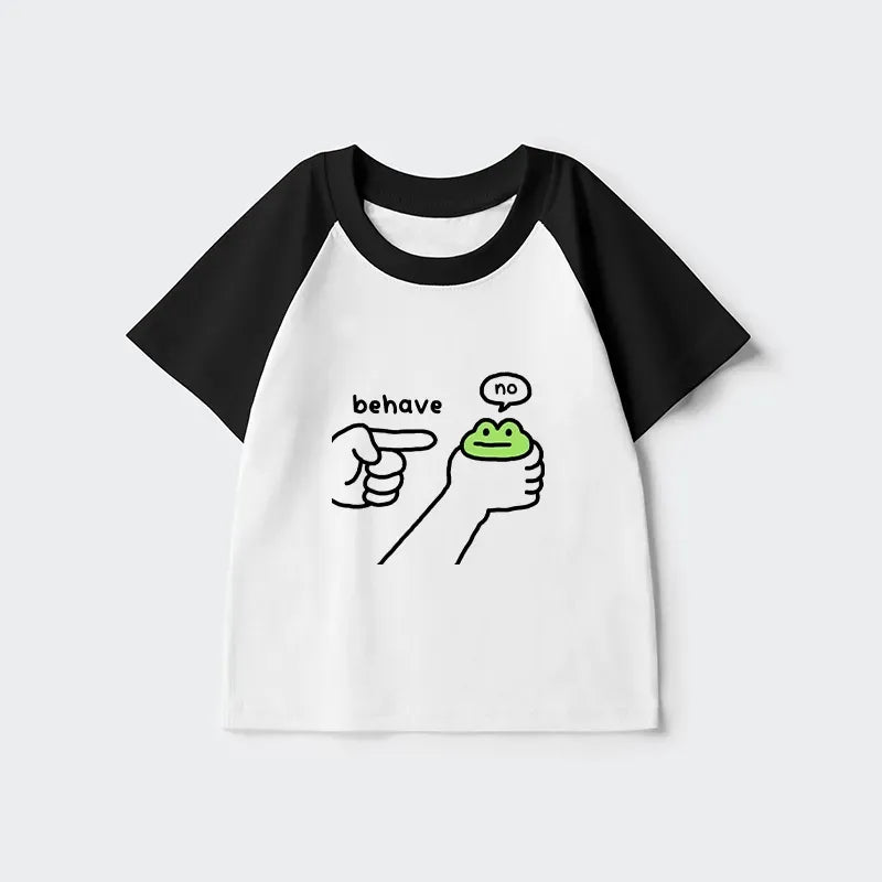 Kyoto-Lion Dishonest Frog Kids Raglan T-shirt