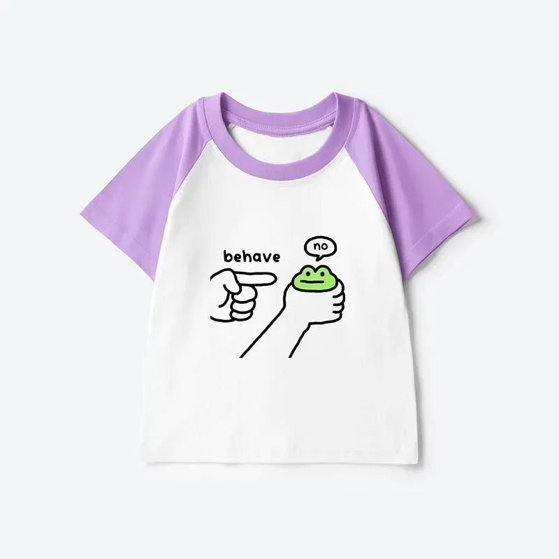 Kyoto-Lion Dishonest Frog Kids Raglan T-shirt