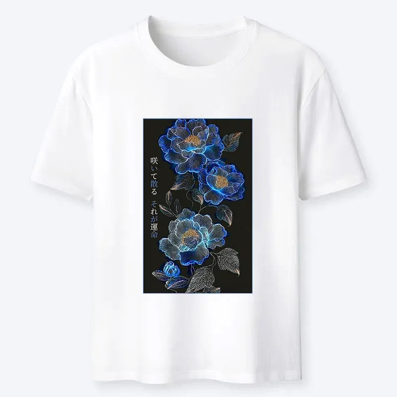 japanese vintage t shirt dark floral art
