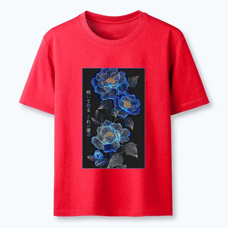 japanese vintage t shirt dark floral art