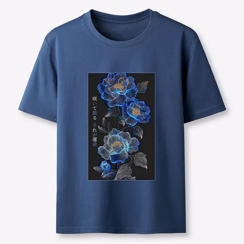 japanese vintage t shirt dark floral art