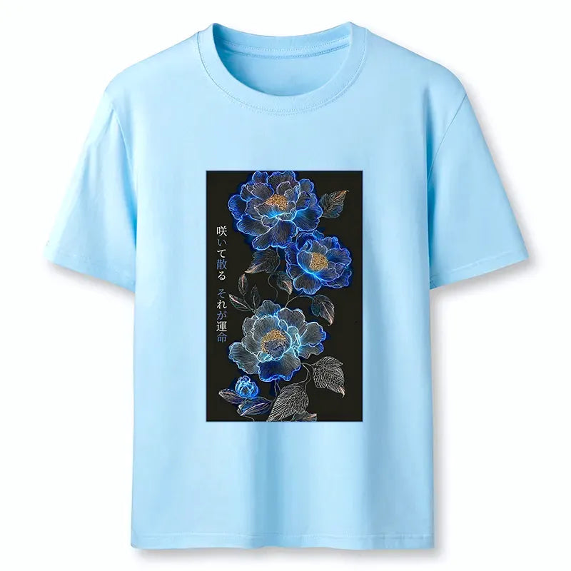 japanese vintage t shirt dark floral art