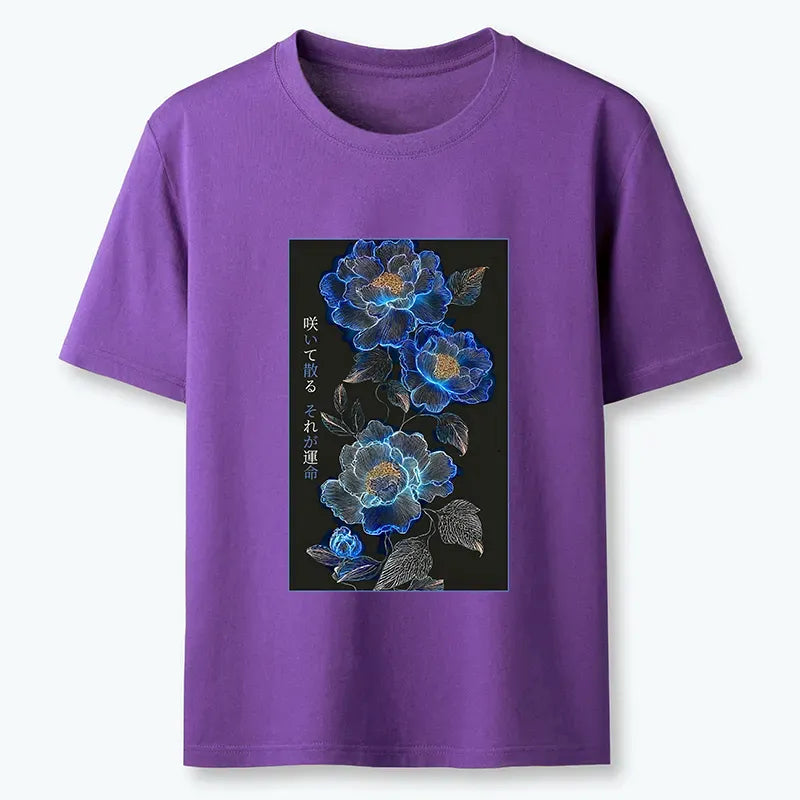japanese vintage t shirt dark floral art