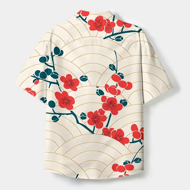 Kyoto Lion Cuban Collar Shirt for Casual