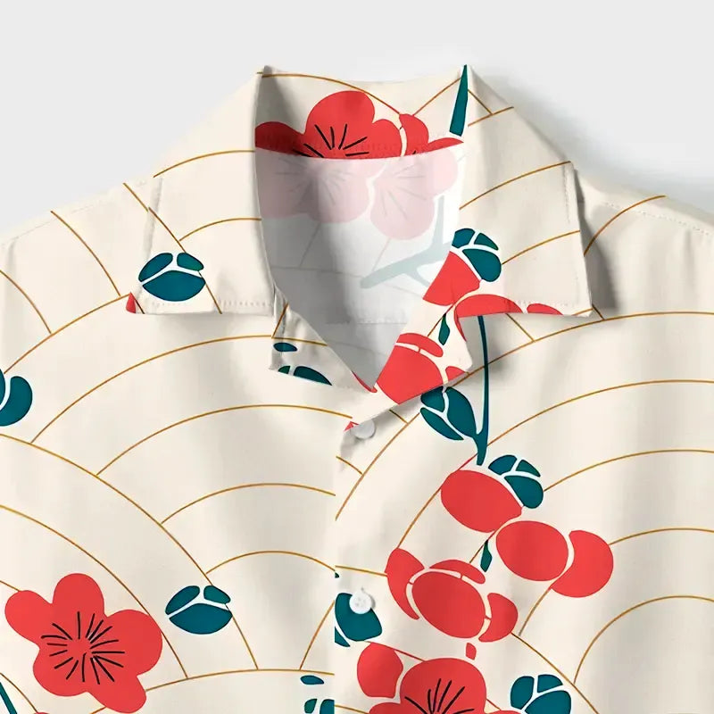 Japanese Ukiyo-e Lion Cuban Shirt for Summer