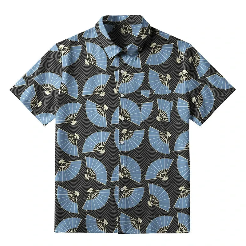 Best Seller Japanese Wave Print Button-up Shirt
