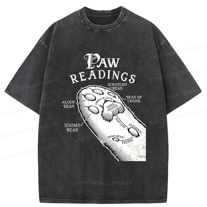 Kyoto-Lion Funny Cat Paws Washed T-Shirt