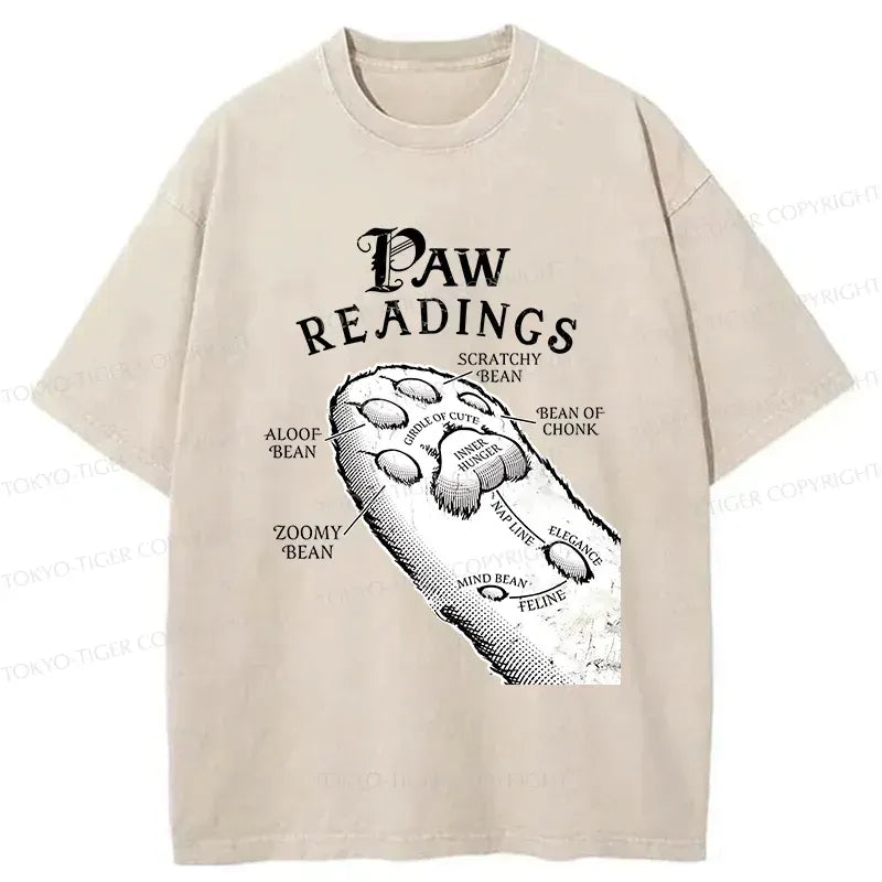 Kyoto-Lion Funny Cat Paws Washed T-Shirt