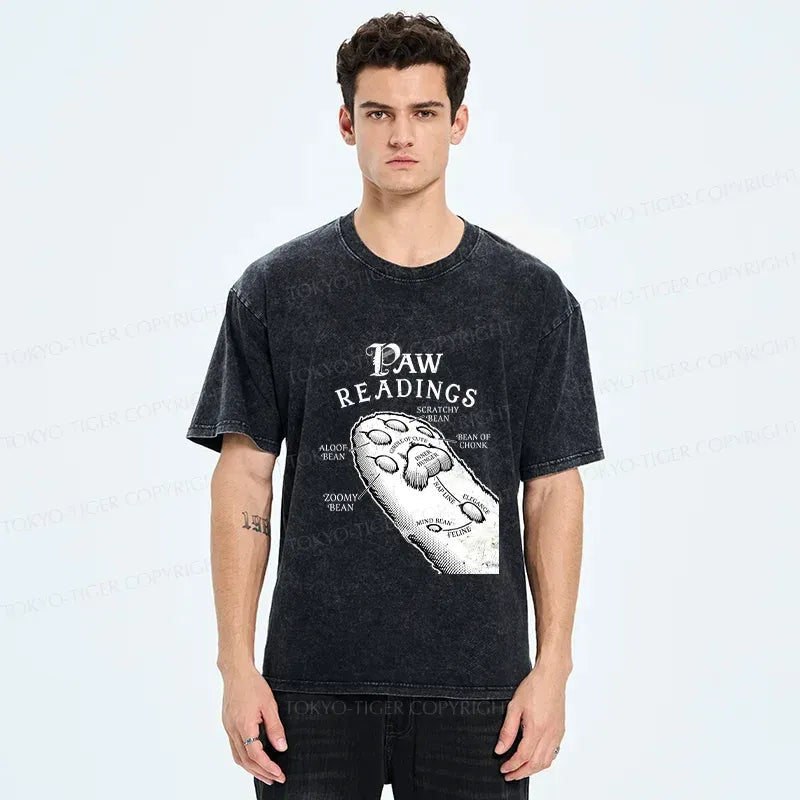 Funny Cat Paws Japanese Washed T-Shirt