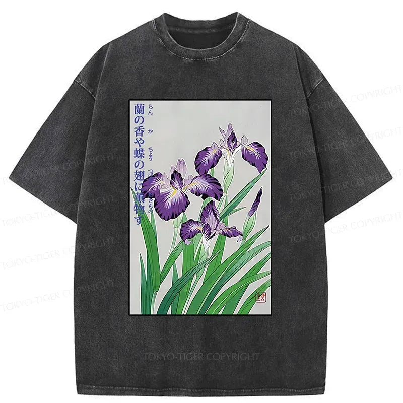 Kyoto-Lion Japanese Iris Washed T-Shirt