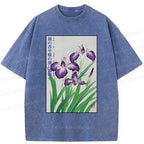 Japanese Iris Washed T-Shirt for Summer