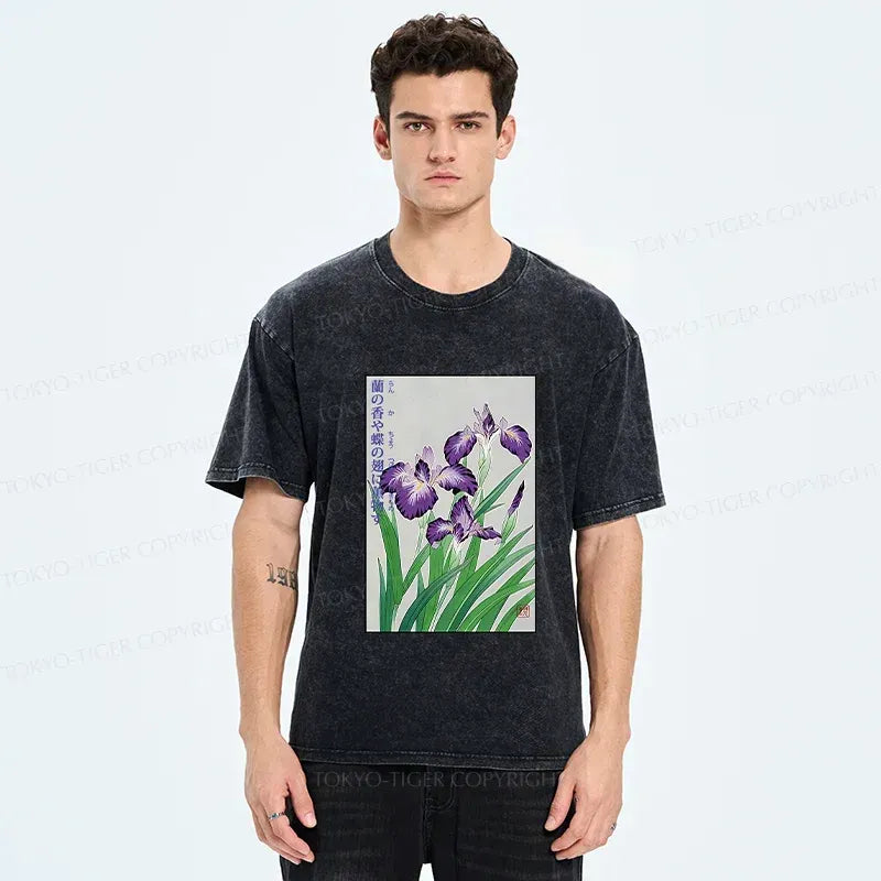 Kyoto-Lion Japanese Iris Washed T-Shirt
