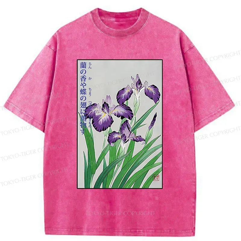 Kyoto-Lion Japanese Iris Washed T-Shirt