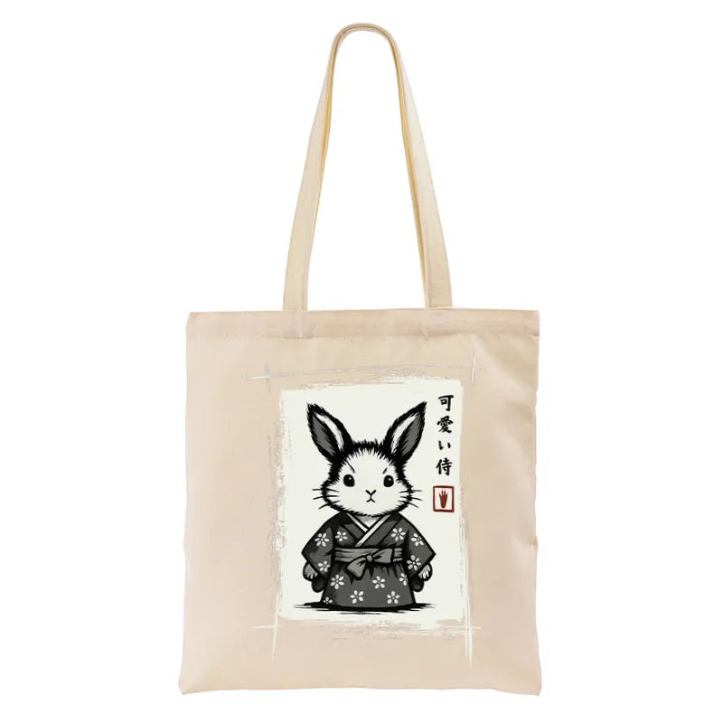 Kyoto-Lion Woodcut Bunny Tote Bag
