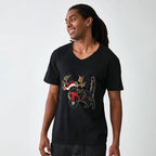 Kyoto-Lion Christmas Black Cat V-Neck Classic T-Shirt