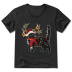 Japanese black cat v-neck t-shirt