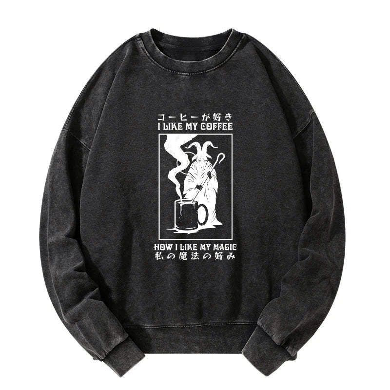 Kyoto-Lion I Like My Coffee Washed Sweatshirt