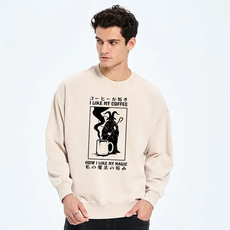 Kyoto-Lion I Like My Coffee Washed Sweatshirt