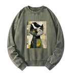 Kyoto-Lion The Cat And The Crow Are Planning To Rule The World Washed Sweatshirt