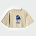 Kyoto-Lion Mermaid Can Women's Washed Crop T-Shirt