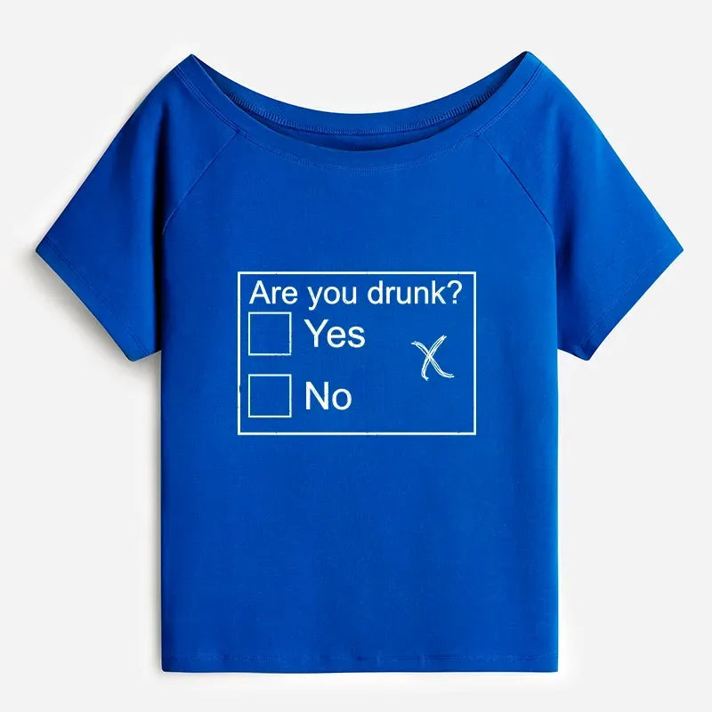 Japanese Off Shoulder Graphic Tee for Women