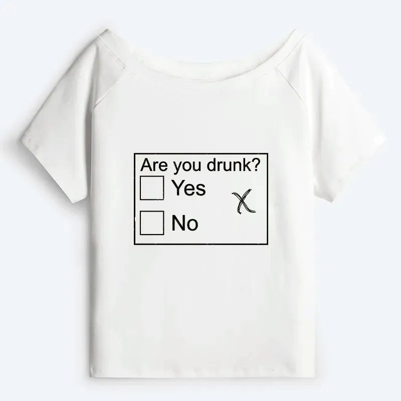 Japanese Off Shoulder Graphic Tee for Women