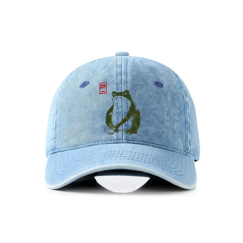 japanese woodblock frog denim cap