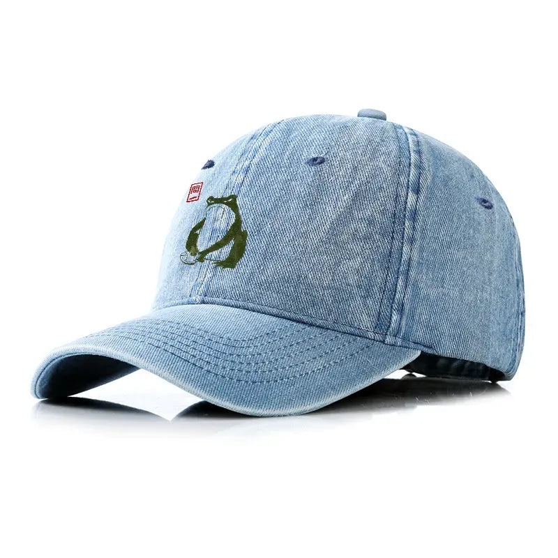 japanese woodblock frog denim cap