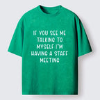 Kyoto-Lion My Staff Meeting Is Self Talk Washed T-Shirt
