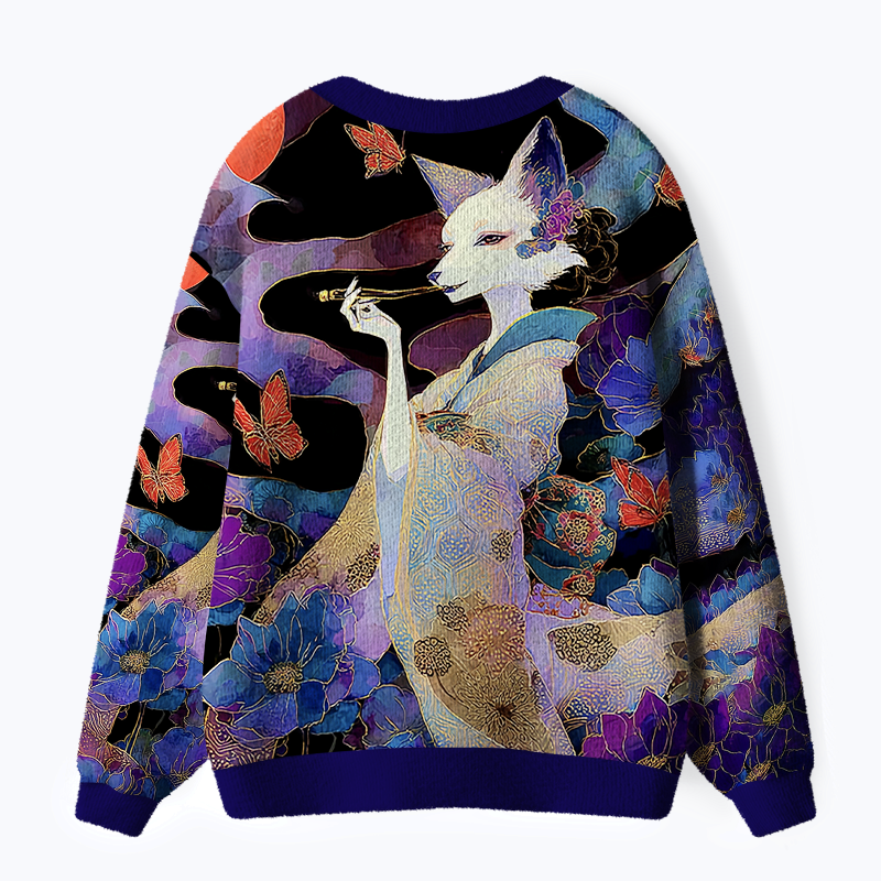 Kitsune Enchanted Blossoms Cardigan Sweater Gift for Her