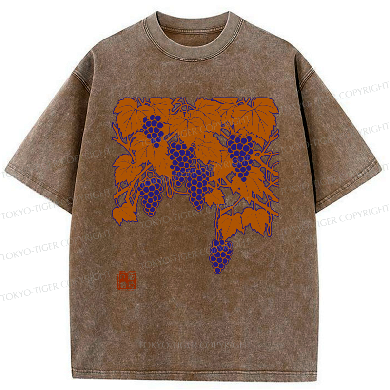 Kyoto-Lion Flourishing Grapevines Washed T-Shirt