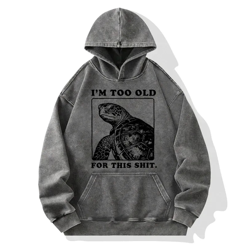 Kyoto-Lion Turtle I Quit Meme Energy Washed Hoodie