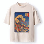 Washed Ukiyo-e T-shirt for Streetwear