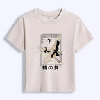 Japanese Vintage Crane Washed T-shirt Gift for Her