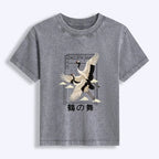 Japanese Vintage Crane Washed T-shirt Gift for Her
