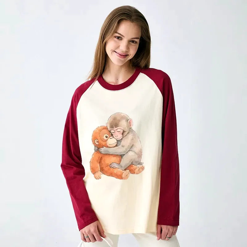 Kyoto-Lion Poor Punch Raglan Long Sleeve T-shirt