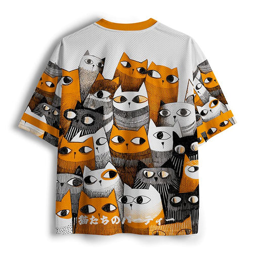 Kyoto Lion Cat Print Mesh Jersey
