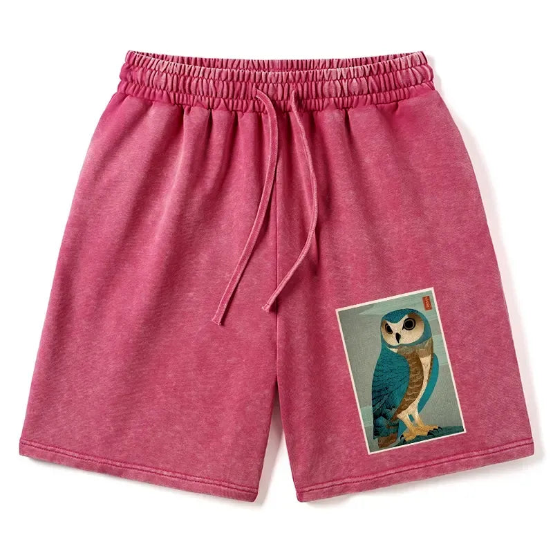 Owl Woodblock Art Shorts for Gift for Him