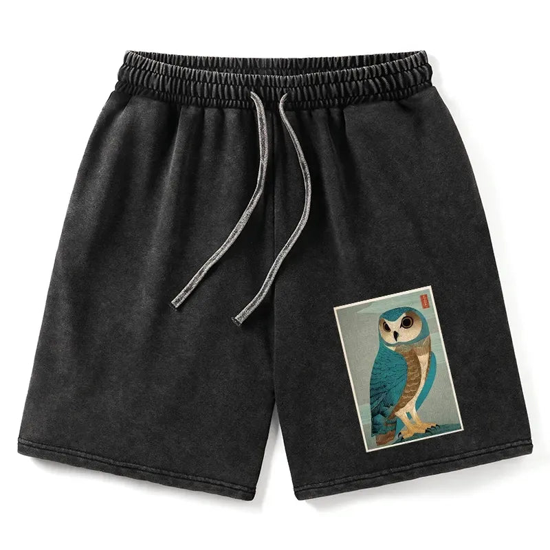 Owl Woodblock Art Shorts for Gift for Him