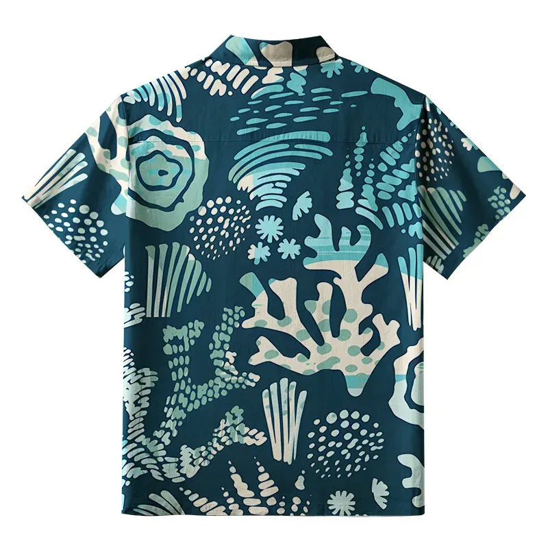Ocean Coral Button-up Shirt for Vacation