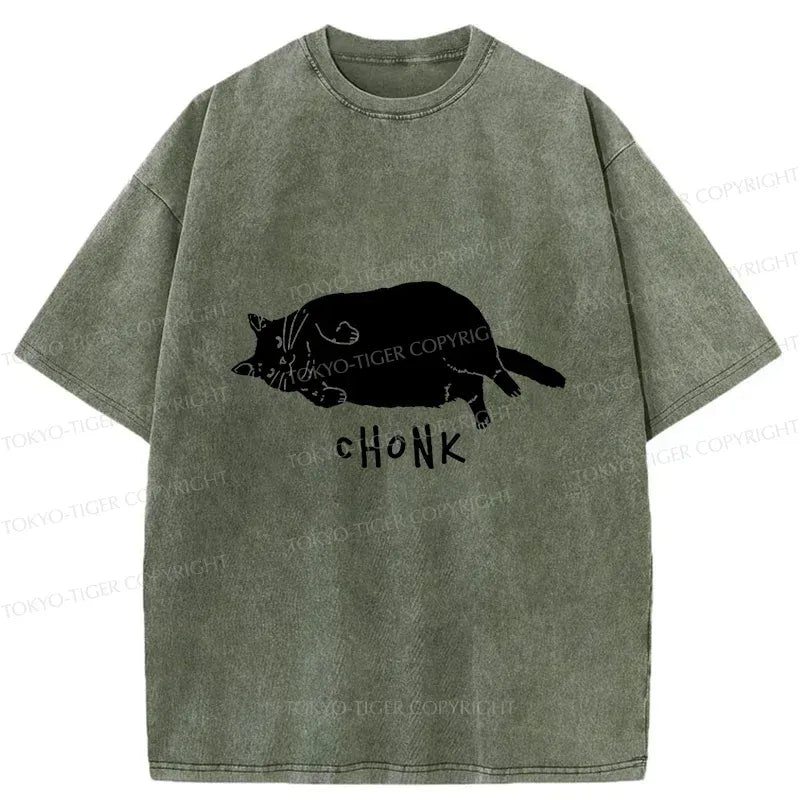 Japanese Chonk Cat Washed T-Shirt