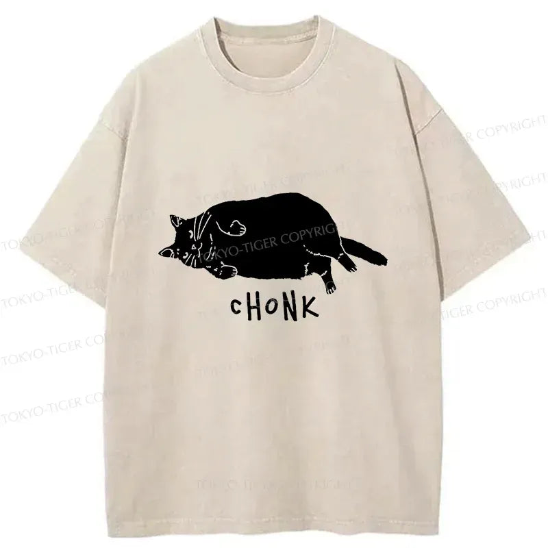Japanese Chonk Cat Washed T-Shirt