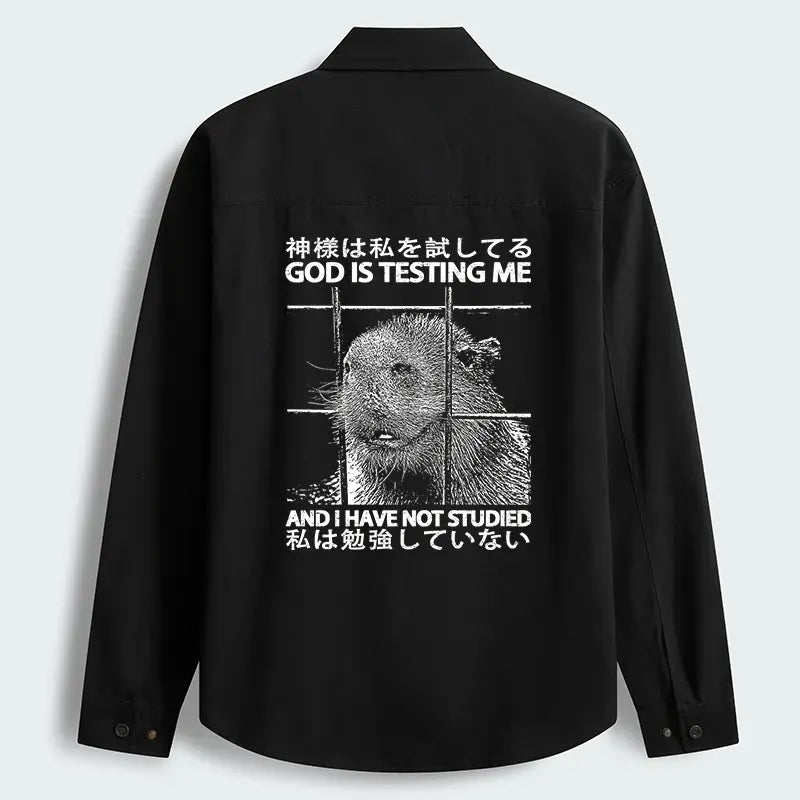 Kyoto-Lion God Is Testing Me Men's Corduroy Work Jacket