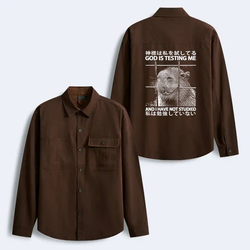 Kyoto-Lion God Is Testing Me Men's Corduroy Work Jacket