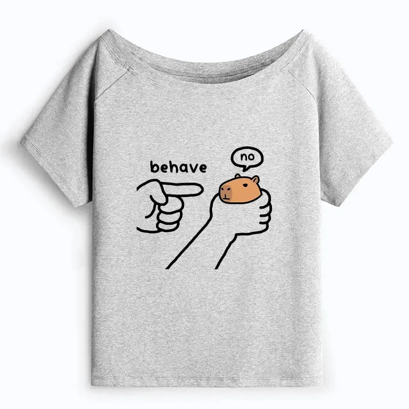 Funny Capybara Off Shoulder Top Trendy Summer